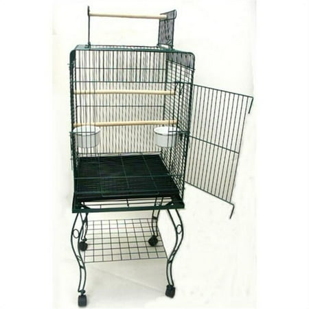 Open Top Parrot Cage with Stand in Black