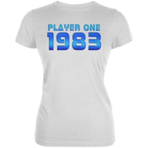 1983 Player One Birthday Juniors Soft T Shirt White X-LG