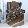 thumbnail image 4 of Library Soft Flannel Fleece Throw Blanket, Interior Scene with Bookshelves on Wall Full of Books Reading Time Theme Graphic, Cozy Plush for Indoor and Outdoor Use, 50" x 60", Multicolor, by Ambesonne, 4 of 5