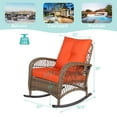 thumbnail image 2 of MEETWARM Outdoor Wicker Rocking Chairs with Cushions, Brown/Orange (Set of 2), 2 of 6