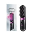 thumbnail image 2 of Cordless Hair Straightener Brush - Portable Rechargeable Ceramic Styling Brush with Adjustable Heat Modes & LED Display, Perfect for Travel & Everyday Use (Black), 2 of 9
