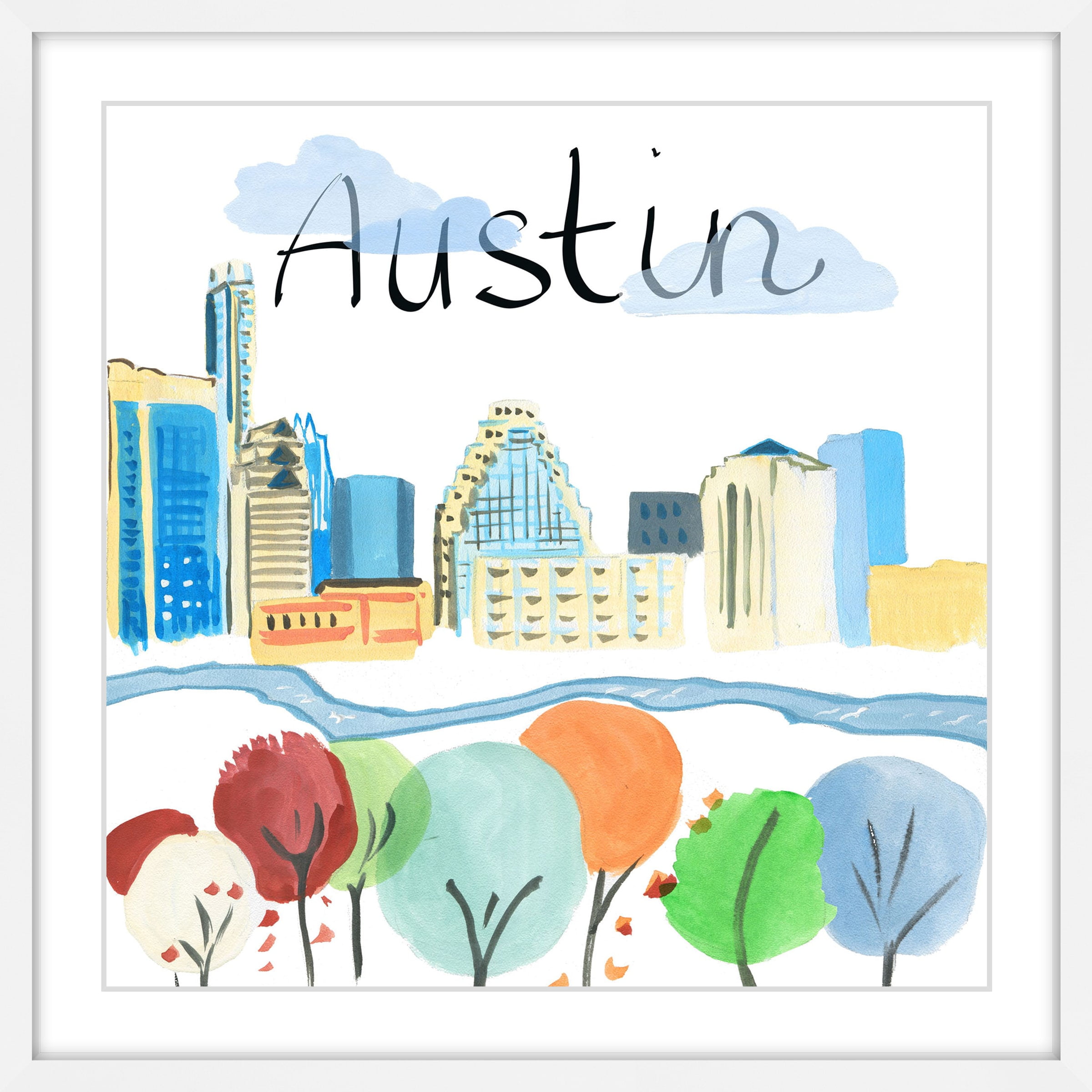 "Colorful Austin" Framed Painting Print