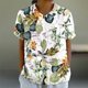 thumbnail image 5 of Blusas de Manga Corta para las Mujeres Cuello de Muñeca Lindo Lino Algodón, Impreso Suelto Camiseta para el Uso Casual, Diario Y de Verano, 5 of 8