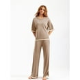 thumbnail image 3 of Womens 2 Piece Outfits Casual Short Sleeve Knit Sweater Tops Wide Leg Pants Lounge Sets, 3 of 6