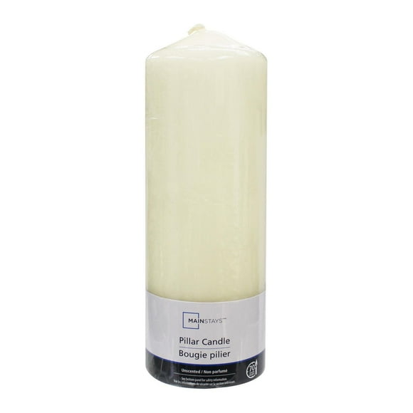 Mainstays Unscented 8" Ivory Pillar Candle, 2.8"Dia x 8"H