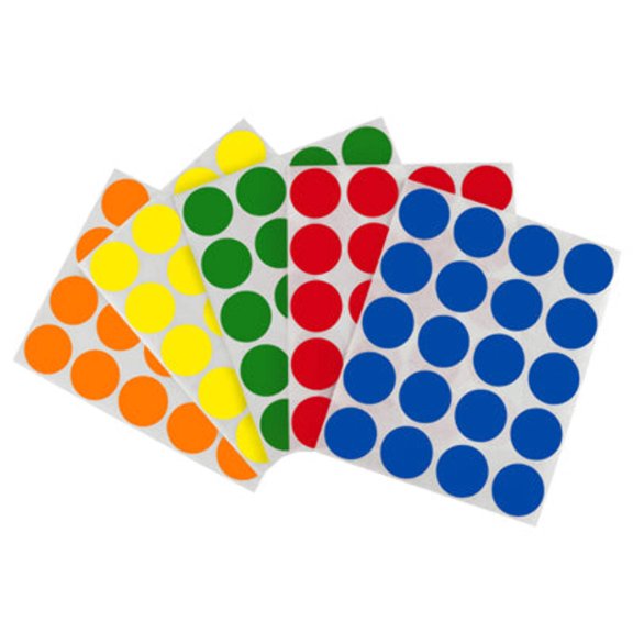 1" Removable Round Color-Code Sheeted Dot Pack (Standard): 200/Pack