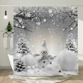 thumbnail image 3 of Christmas Snowman Shower Curtain, Grey Winter Snowflake Holiday Xmas Fabric Shower Curtains Set for Bathroom, Cute Gray Restroom Decor Accessories with Hooks 72X 84 inch, 3 of 6