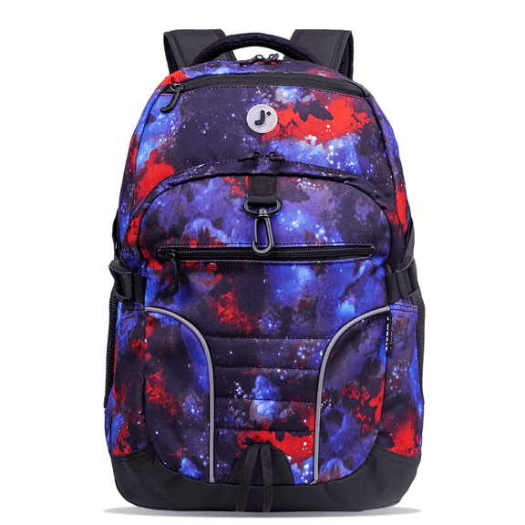 J World Boys and Girls Atom 18.5" Multi-Compartment Laptop Backpack for School and Travel, Galaxy