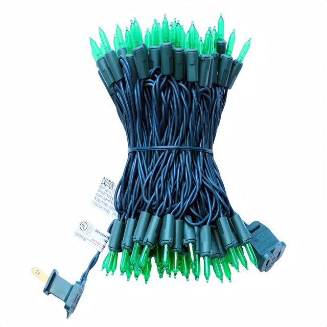 Luces navideñas JinBest 100 LED verdes, cadena de 35 pies para interiores y exteriores