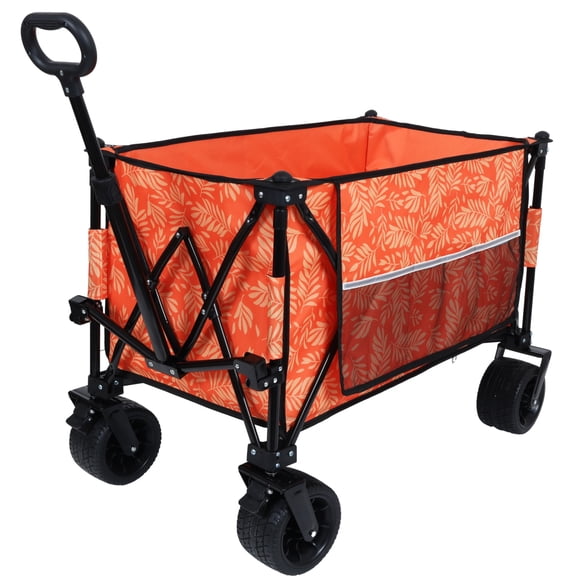37 Extra-Large Folding Wagon Cart,150L Large Collapsible Wagon With Wheels,480lbs Capacity,All-Terrain Beach Wheels & Drink Holders,Side Pocket And Brakes For Sports, Camping, Grocery