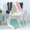 thumbnail image 4 of Cartoon Soft Flannel Fleece Throw Blanket, Family Love Theme Elephants Mother's Day Theme Baby Children, Cozy Plush for Indoor and Outdoor Use, 50" x 60", Seafoam Pale Pink Grey, by Ambesonne, 4 of 5