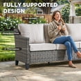 thumbnail image 3 of Giantfurnni Outdoor Wicker 3-Seat Patio Sofa, Rattan Deep Seating Couch with Beige Cushion, 3 of 8