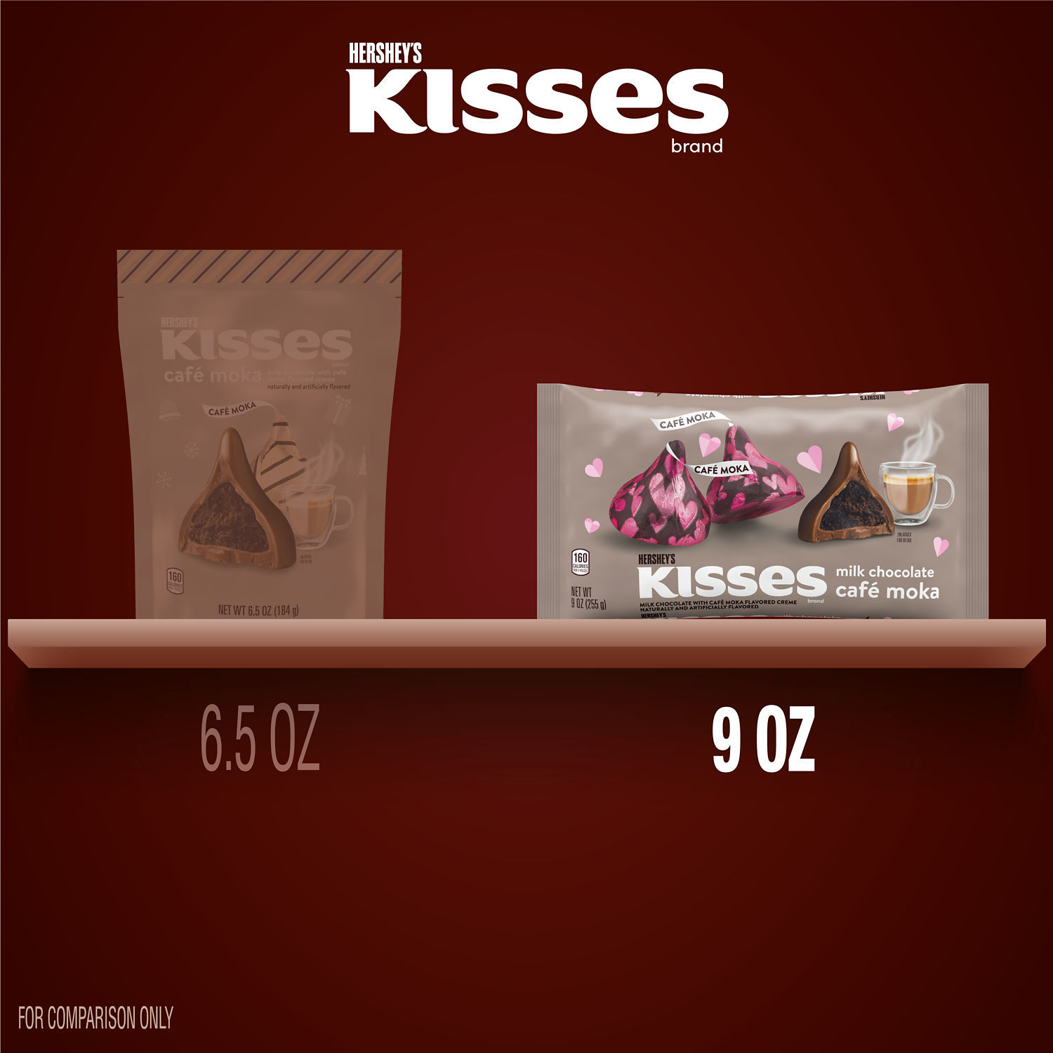 HERSHEY'S KISSES Cafe Moka Flavored, Valentine's Day Candy Bag, 9 oz