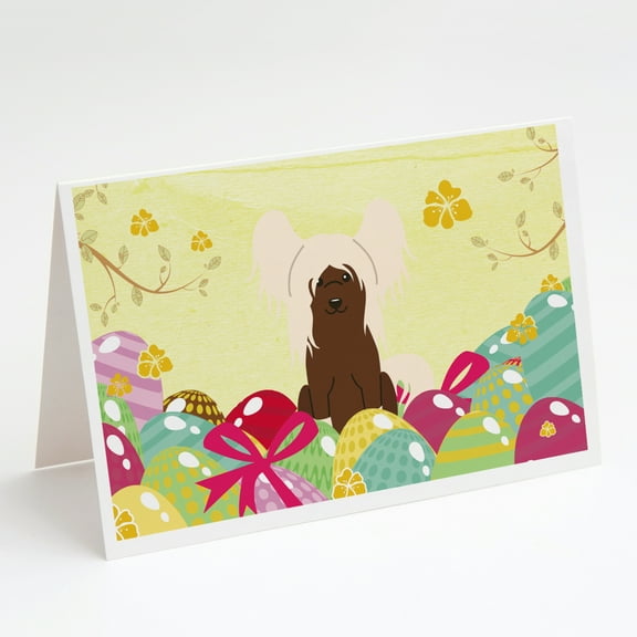 Easter Eggs Chinese Crested Cream Greeting Cards and Envelopes Pack of 8