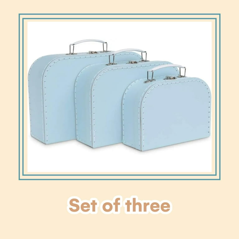 Jewelkeeper Vintage Suitcases, Set of Recycled Cardboard Storage