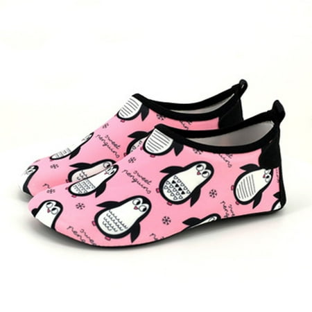 

Boys Girls Quick Drying Swim Water Shoes Kids Cartoon Beach Barefoot Shoes Pink 26-27