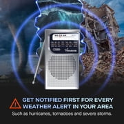 Vondior NOAA Weather Radio, Emergency AM/FM, Best Reception Long Lasting Transistor, 1.1 H, Silver