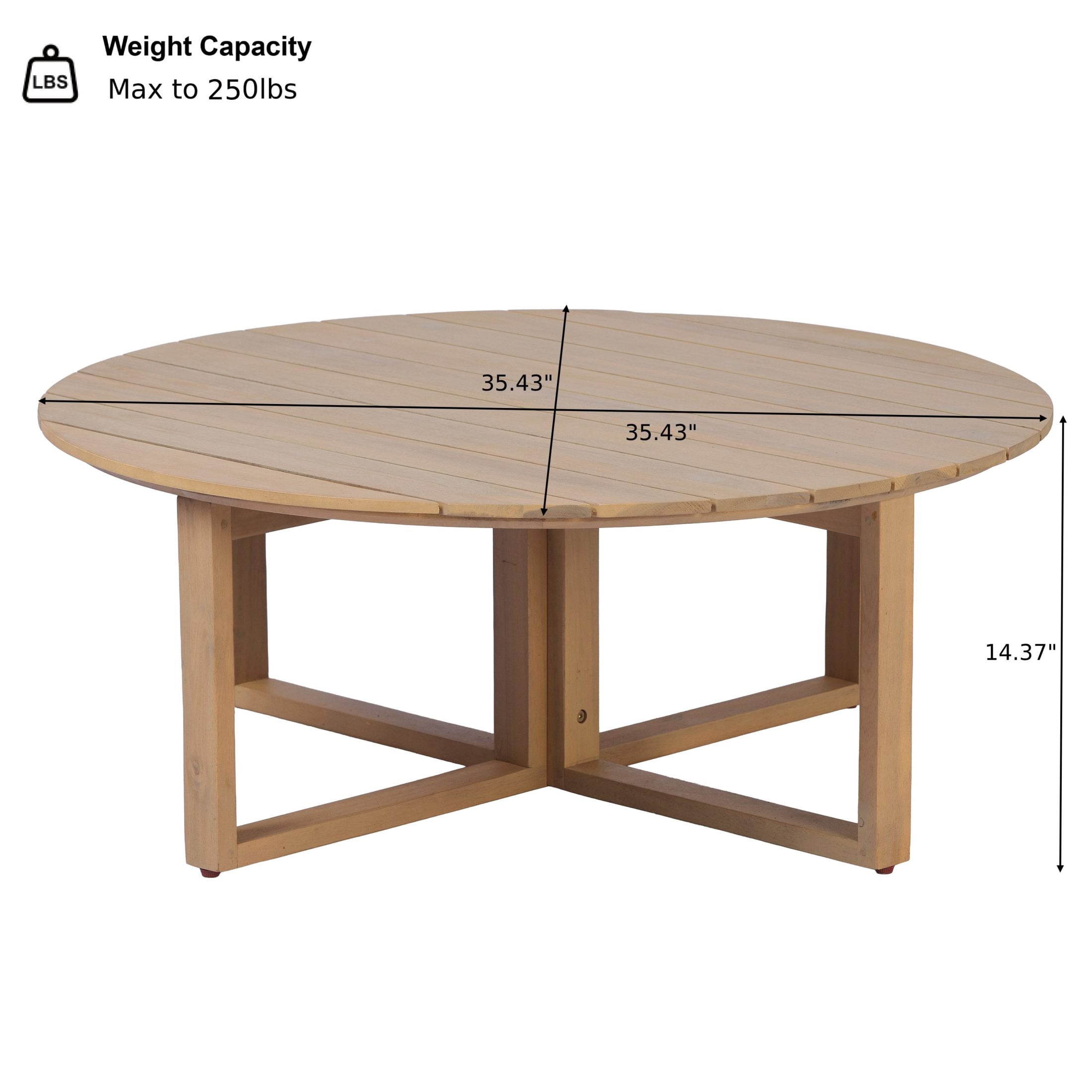 Christopher Knight Home 35" Round Outdoor Acacia Wood Coffee Table with Slatted Top, Light Teak