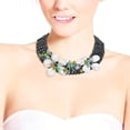 thumbnail image 4 of Tropical Dreams Glowing Mother of Pearl and Black Crystal Beads Floral Necklace, 4 of 5