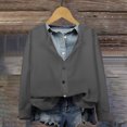 thumbnail image 2 of Wang6 Women Plus Size Cardigans Jacket Trendy Long Sleeve Button down Coat Fall Open Front Loose Fit Solid Outwear Tops X_0617liDark Gray XXL, 2 of 8