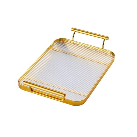

Perfume Candle Tray Serving Tray with Handle Jewelry Vanity Tray Teapot Decorative Tray coffee servings Tray for Centerpiece Bedside Table Aureate large