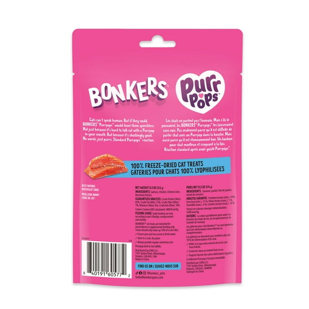 Bonkers Purrpops Freeze-Dried Salmon Flavoured Lollipop Treats for