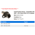 thumbnail image 2 of Crank Position Sensor - Compatible with 2007 - 2014 Volvo XC90 3.2L 6-Cylinder 2008 2009 2010 2011 2012 2013, 2 of 2