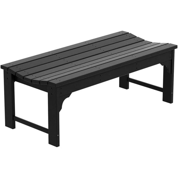 Outdoor Benches Weatherproof, All Weather Resistant Park Bench Poly Lumber Backless Garden Bench Seat for Entryway Front Porch, Black