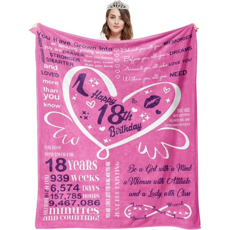18th Birthday Gifts for Girl, 18 Birthday Decor for Girl Blanket