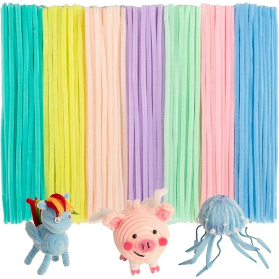 Tutuviw 200 Pcs Pipe Cleaners Chenille Stems,Assorted Colors Chenille Stem Bulk,Craft Supplies,Fluffy Fuzzy Sticks for DIY Art Projects Flowers Creative Gift Wrapping Party Decorations(Macaron,12in)