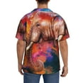 thumbnail image 5 of Balery Oil Paintings of Elephants Men's Casual Button Down Shirt Short Sleeve Textured Summer Cuban Beach Shirts-X-Large, 5 of 7