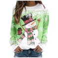thumbnail image 2 of WEAIXIMIUNG Chandail en Molleton pour Femmes avec Poches Zippées Mode Hiver Décontracté Noël Bonhomme de Neige Flocon de Neige Imprimé Col Rond Manches Longues Sweat à Capuche, 2 of 4