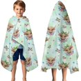thumbnail image 3 of Green Highland Cow Flower Pattern Hooded Bath Towel，50"x30" for Ages 3 To 12 Kids, Quick Dry Lightweight Soft Microfiber Hood Beach Towel Cover Up for Kids, 3 of 7