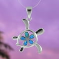 thumbnail image 6 of Beautiful Hawaiian Blue Opal Plumeria Sea Turtle Necklace, Sterling Silver Opal Plumeria Turtle Pendant, N6159 Birthday Valentine Mom Gift, 6 of 9
