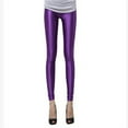 thumbnail image 2 of QSXADF Women's Shiny Pants Party Elastic Skinny Leggings Ankle Length Leggings Stretch Neon Colors Slim Sporty Bright Casual Women's Pants, 2 of 3