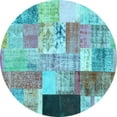 thumbnail image 1 of Ahgly Company Indoor Round Patchwork Light Blue Transitional Area Rugs, 8' Round, 1 of 4