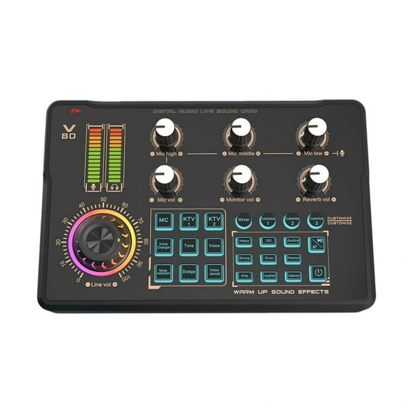 Professional Live Sound Card Mixer with DJ Effects Voice Changer, and BT Wireless Audio Interface for Audio Recording