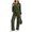Army Green, variant on 2 Piece Sets for Women Stand Collar Zip Top and High Waist Wide Leg Pants, XL