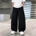 thumbnail image 3 of Bixock Fall Cotton Sweatpants for Boys High Waist Straight Leg with Side Pockets Kids Solid Color Loose Casual Wide Leg Trousers Comfortable Workout Activewear Boys Clothings Size 9-10Years, 3 of 6
