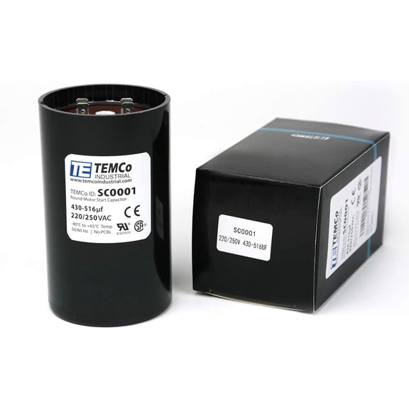 TEMCo 430-516 uF MFD CD60 Start Capacitor 220-250V AC Round | 50/60 Hz