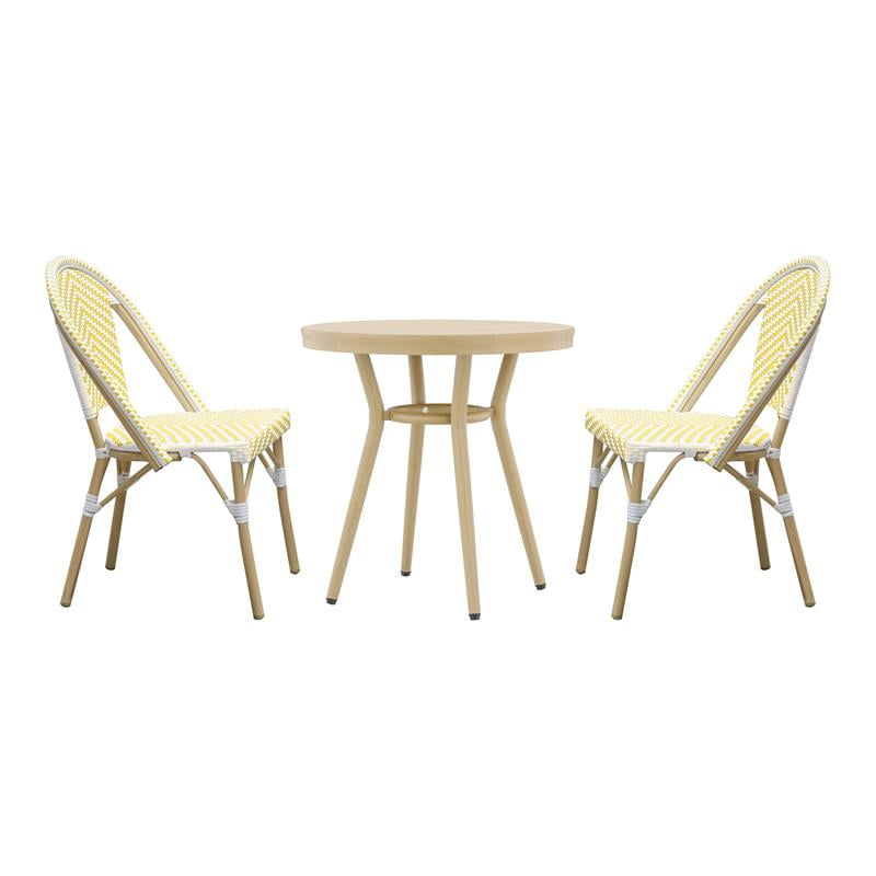 Furniture of America Devey Aluminum Patio Side Table and 2 Chair Set in