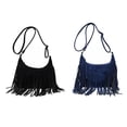 thumbnail image 1 of 2 piezas Bolsos de hombro para mujer Satchel Tote Monedero con correa para Negro y azul Zulema Bolso con borlas, 1 of 8