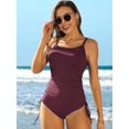 thumbnail image 7 of Ribbed One Piece Swimsuits for Women Tie Side High Cut Bathing Suits Padded Monokinis Black Large, 7 of 7