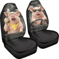 thumbnail image 3 of XYZCANDO Funny Front Car Seat Covers featuring Cute Driving Pig Print - Durable Breathable Waterproof Set of 2 for All Vehicles, 3 of 10