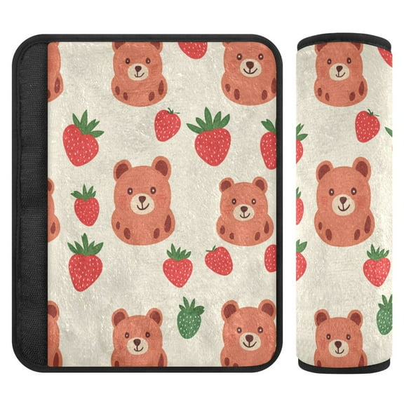 Qxltty Strawberry Bear Car Seat Strap Pads are Soft and Snug Fitting for All Cars Backpacks Pushchair