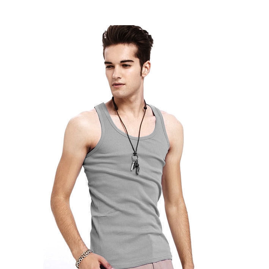 Men's A-shirt Tanks, Solid Color Singlet, Sleeveless Tank Top