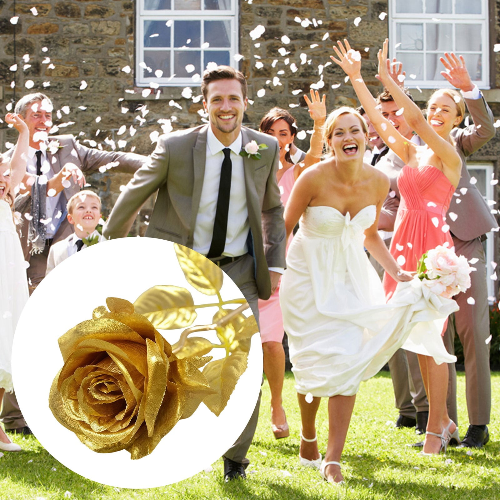ZFSBZBS Artificial Rose 12pcs Open Flower Bouquet Faux Rose Stems for Wedding Arrangement, Bridal Bouquet, Centerpiece, Fake Faux Silk Flowers,Rose Gold*12 Pcs