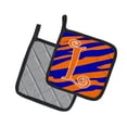 thumbnail image 2 of Carolines Treasures CJ1036-LPTHD Letter L Initial Tiger Stripe Blue and Orange Pair of Pot Holders, 7.5HX7.5W,, 2 of 3