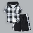 thumbnail image 2 of Tkrady Boys Fashion Outfits Spring Summer New Short Sleeve Hood Plaid Tops Shorts 2 Piece Set, Sizes 2-9 Years, 2 of 7