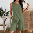 thumbnail image 3 of Yievot Women's Linen 2 Piece Short Sets Summer Outfits Sleeveless Crop Tank Tops and Casual Shorts Two Piece Beach Vacation Outfits, 3 of 6